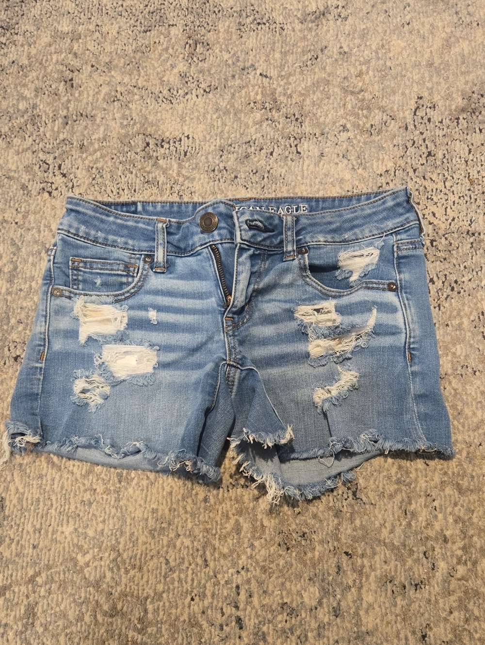 American Eagle Outfitters Light Blue Distressed Cutoff Jean Shorts